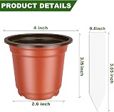 PEYOU 100 Pcs Plant Pots with 100 Labels 4 Inch Seedling Nursery Pots view 2