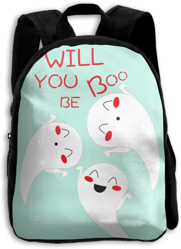 DGYEG44 Cute Will You Be My Boo Ghost Halloween Backpack School Bag Bookbag For Kids Boys Girls Womens