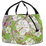 Aosbos Reusable Insulated Lunch Box Tote Bag (Green Flowers)