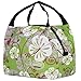 Aosbos Reusable Insulated Lunch Box Tote Bag (Green Flowers)