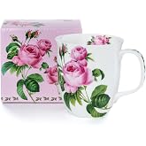 McIntosh Botanical Flowers Pink Rose Fine Bone China Java Mug