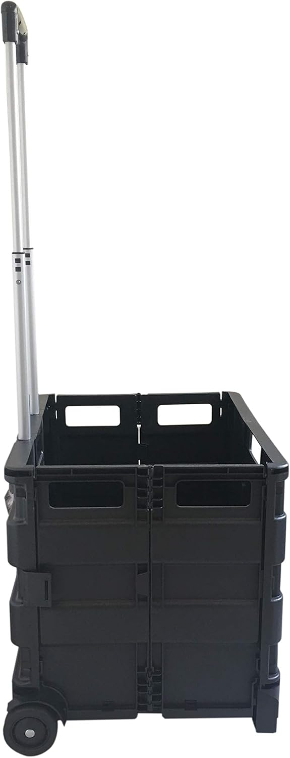 SECO Square Handle Large Foldable Plastic Trolley Cart - Black (ZY-LC-BKNEW)) : Office Products