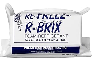 Polar Tech RB7 Re-Freez-R-Brix Foam Refrigerant Pack, 4-1/2" Length x 2" Width x 1-1/2" Thick (Case of 12)