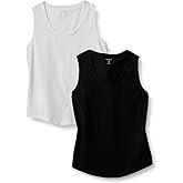 Amazon Essentials Women's Regular-Fit 100% Cotton Sleeveless Tank Top, Pack of 2