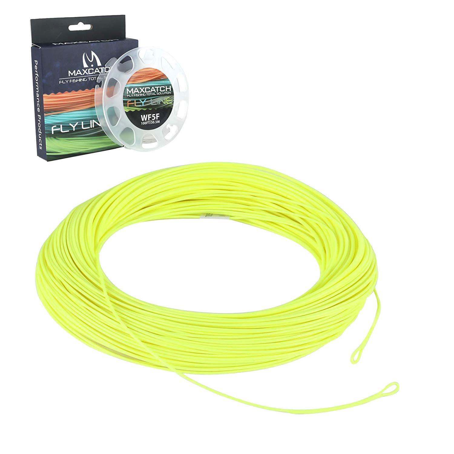 MAXIMUMCATCH Avid Fly Line with Welded Loop, Weight Forward Floating Fly Fishing Line 100ft (3F/4F/5F/6F/7F/8F) (Fluo Yellow, WF3F)