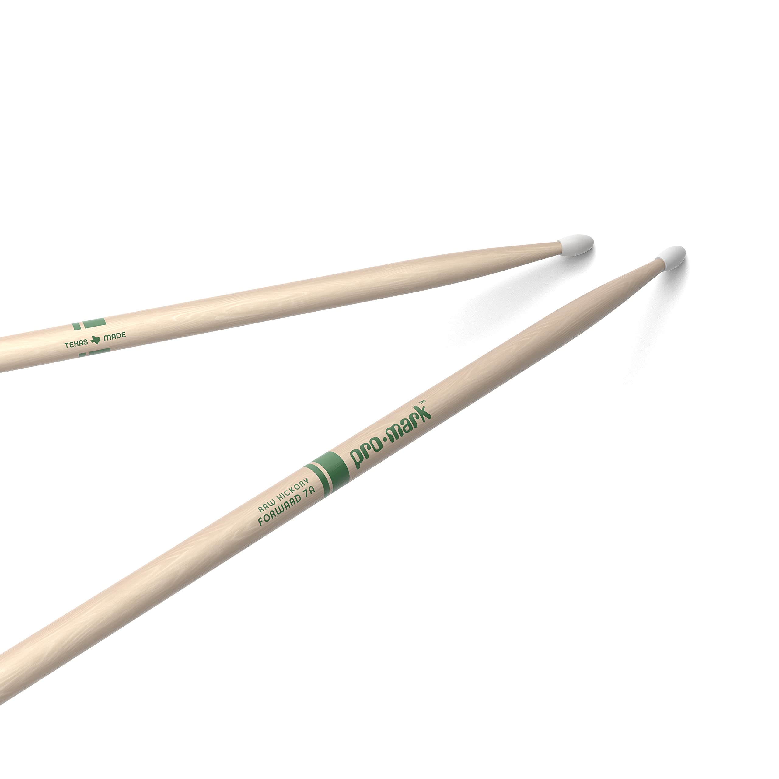 ProMark Classic Forward 7A Raw Hickory Drumsticks, Oval Nylon Tip, Unfinished, 1 Pair