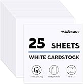 25 Sheets White Cardstock Paper 12 x 12 In, 65Lb/180Gsm | Smooth White Finish, Printer-Friendly, Easy To Cut and Fold, for Ca
