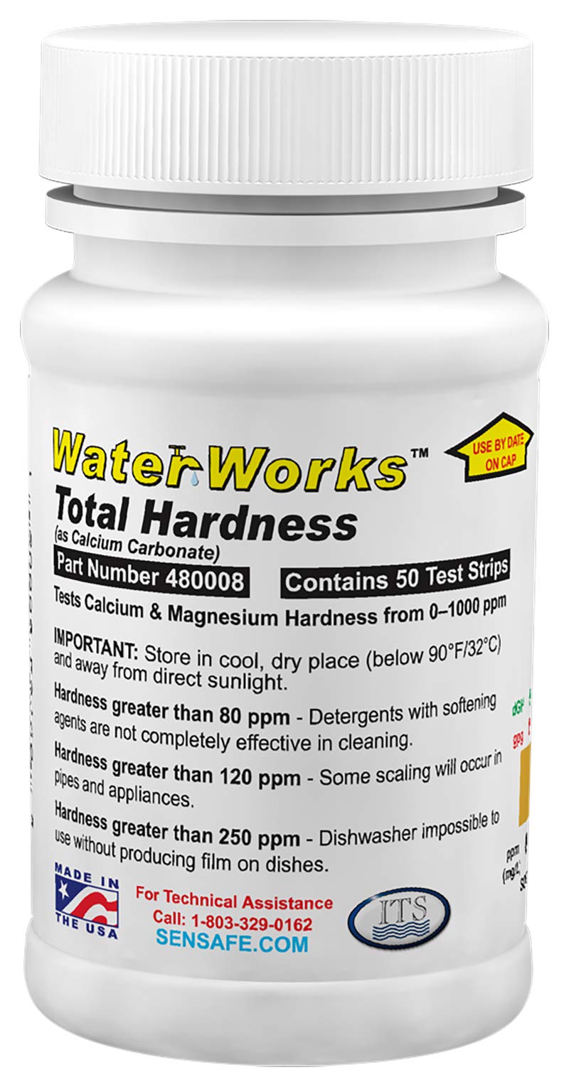 ITS Europe Waterworks Total Hardness test strips Tests Calcium Magnesium Hardness from 0-1000 ppm, 50 Count