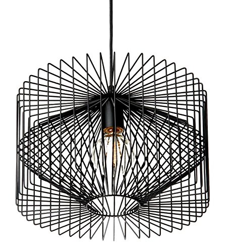 Luminária Pendente Aramado Grande Preto Ref: Lt-301-G