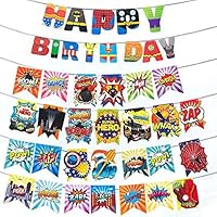 Superhero Happy Birthday Banner Pennant - Superhero Party Supplies - Superhero Decorations-BY AVOTAND