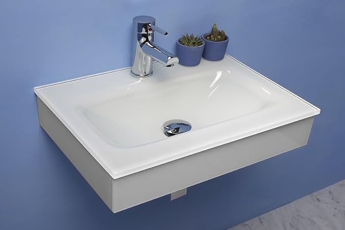 Bathroomitalstyle Cuenca de baño/Pozo/Lavabo Cristal Extra Blanco 50 cm