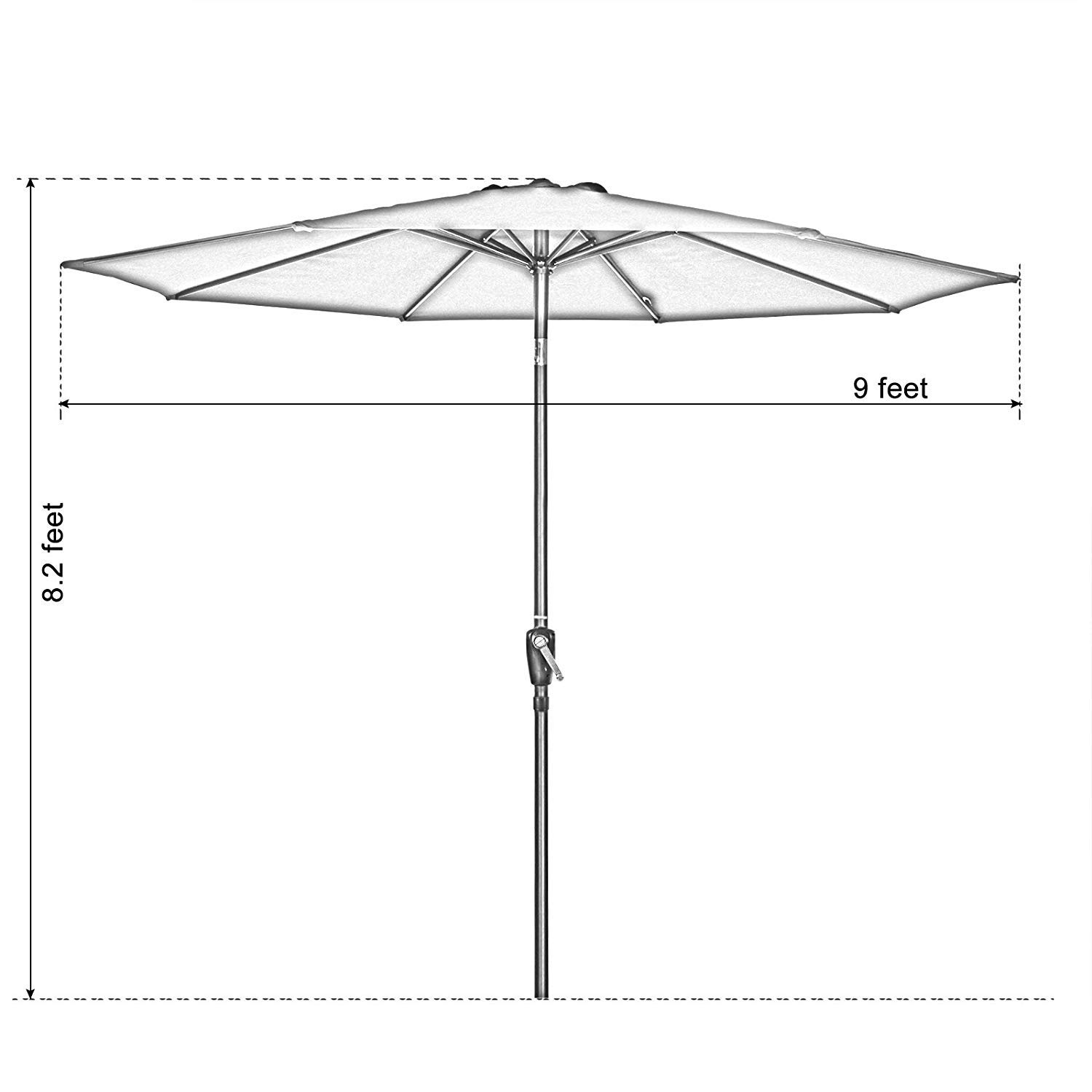 For Garden Swimming Pool And More Deck Backyard Tourke 9 Ft Patio Umbrella Outdoor Table Umbrella Crank 8 Rids Beige Push Button Tilt Umbrellas Patio Lawn Garden