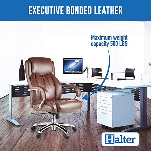 Halter HAL007 Bonded Leather Office Chair, Executive Computer Chair for Home & Office Chrome