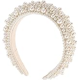 Lurrose Pearl Jeweled Baroque Padded Hairband Bridal Hair Hoop for Women Girls