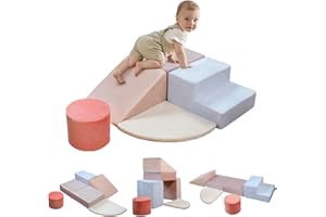 BanaSuper 5-Piece Climbing Toys for Toddlers, Kids Foam Blocks Playset With Cylindrical Block, Toddler Indoor Soft Play Gym A