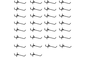 Alexayhome Pegboard Hooks 30Pcs,Metal J Hooks Kit Assortment for Pegboard Display Standing, Fit 24“ X70” or 13" × 17" inch Pegboard for Retail,Market and Shows (30Pcs Black)