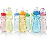 Nuby 3-Pack Non-Drip Standard Neck Bottles, 10 Ounce, Colors May Vary