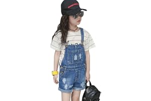 LAVIQK Girls Little Big Kids Denim Shortalls Bib Overalls Jumpsuit Boyfriend Jeans Denim Romper