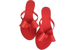 Mtzyoa Women Flip-Flops Flat Sandals Jelly Bow Beach Flat Rivets Rain Cute Dressy Summer Sandals