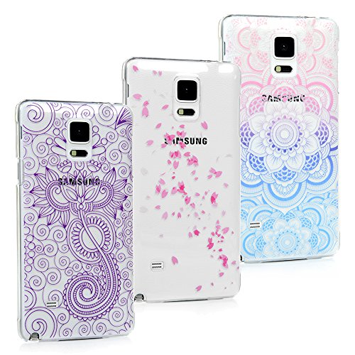 Galaxy Note 4 Case, MOLLYCOOCLE 3 PS Color Clear Totem Flower Pattern Design PC Hard Plastic Back Cover Skin Shell for Samsung Galaxy Note 4