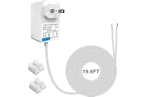 Ousaly 24V DC Power Adapter,110V-240V AC to DC 24V Transformer for C WireThermostat,Heywell Nest,Ring Pro doorbell,Ring Wired doorbell,Wyze Video Doorbell,LED Strip Light,Comes with Connector, 19.6FT