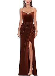 VFSHOW Womens 2025 Winter Velvet Formal Prom Maxi