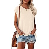MEROKEETY Women's 2026 Summer Cap Sleeve Tops Business Dressy Loose Basic T Shirts Blouse Fashion Outfits Trendy Clothes