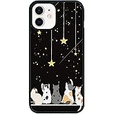 Black Cute Cat Iphone 12/12pro Case - 6.1 Inch Cute Cat Iphone Case, Non-Slip Pattern Design and Shock Absorption, Soft Silica Gel Frame Support Black Phone Case for Teen Girls and Sisters…