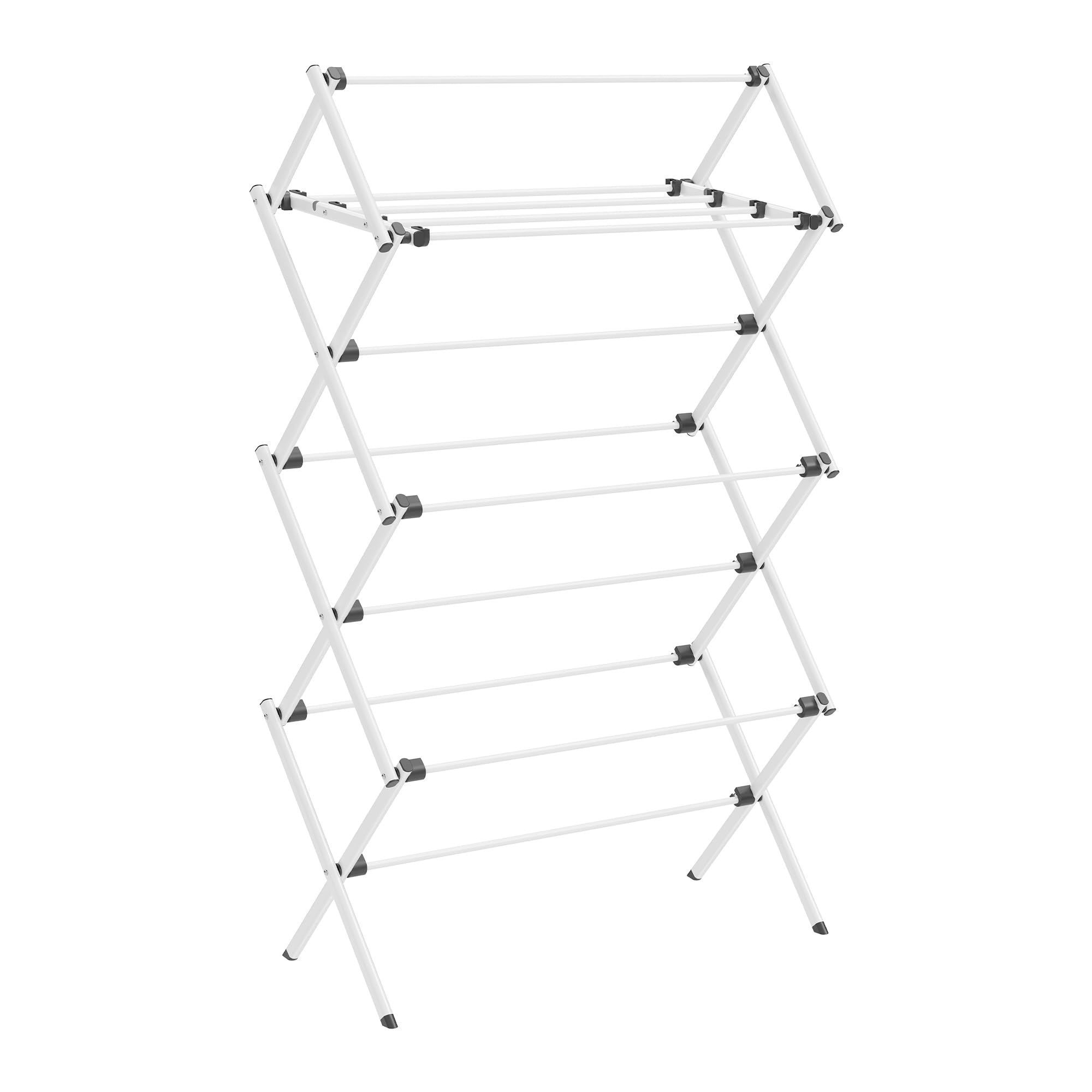 SONGMICS Foldable Clothes Airer, Clothes Drying Rack, Compact Clothes Horse Dryer, Laundry Rack, Steel Frame, 37 x 75 x 135.1 cm, Easy Assembly, Indoor Outdoor Use, White LLR770W01