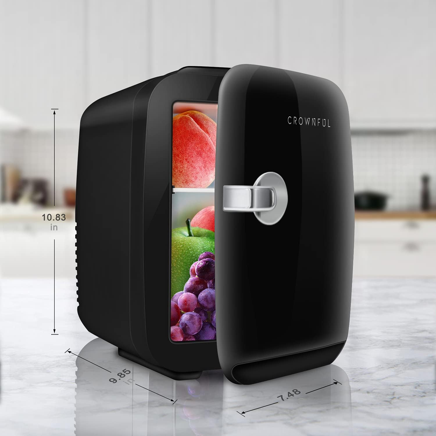 CROWNFUL Mini Fridge, 4 Liter/6 Can Portable Cooler and Warmer Personal Refrigerator for Skin Care, Cosmetics, Beverage, Food,Great for Bedroom, Office, Car, Dorm, ETL Listed (Black): Automotive