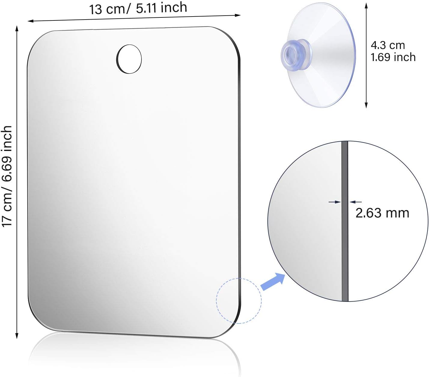 Jetec 3 Pieces Anti-Fog Shower Mirror Fogless Bathroom Handheld Mirror for Men and Women Unbreakable Portable Traveling Shaving Mirror Fog-Free Travel Mirror: Kitchen & Dining
