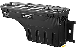 VEVOR Truck Bed Storage Box, Lockable Lid, Waterproof ABS Wheel Well Tool Box 6.6 Gal/20 L with Password Padlock, Compatible with 2015-2021 Ford F150, Passenger Side, Black