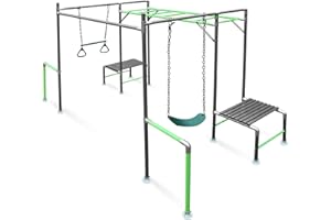LeisureStar Outdoor Jungle Gym with Monkey Bars Frame, Trapeze Swing Bar, Belt Swing, Kids Gymnastics Bars, Playground Set with Powder Coated Galvanized Steel, Climbing Set for Backyard, Garden, Grass