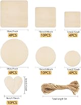 CIOKIT 46Pcs Unfinished Wood Slices Set 7 Sizes Natural Blank Pyrography view 2