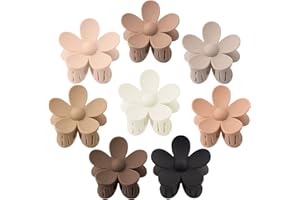 AOENJIE Flower Hair Clips 8PCS, Large Claw Clips for Women Girls Thick Thin Hair, Strong Hold Non slip Big Matte Dasiy Jaw Clamps Hair Accessories 8 Colors