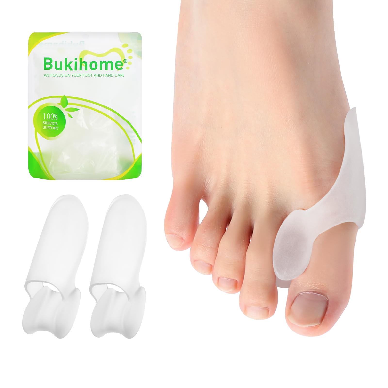 Bukihome Bunion Cushion Protector - 8 Packs Bunion Corrector Pads for Big Toe, Gel Shield for Foot Pain Relief, Calluses, Corns, Friction, and Pressure（Clear）