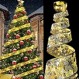 Weihnachtsband Deko Lichterkette 10M Glänzende Bänder Lichter 100 LEDs Lichterke
