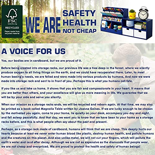 Desk Organizer and Accessories with 4 Drawers & 16 Compartments Twice Capacity - Art Supply Organizer for Home, School, Office Supplies, FSC Certified Cardboard, DIY Project, Easy Assembly, Blue