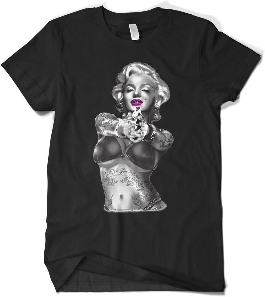 Cybertela Men's Sexy Tattoo Gangster Marilyn Monroe T-Shirt