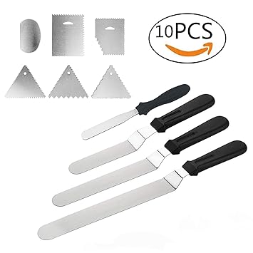 4 Winkelpalette Set Edelstahl Streichpaletten Tortenmesser, Winkelpaletten Zuckerguss, 6pcs Icing Spatel Smoother für Torte D