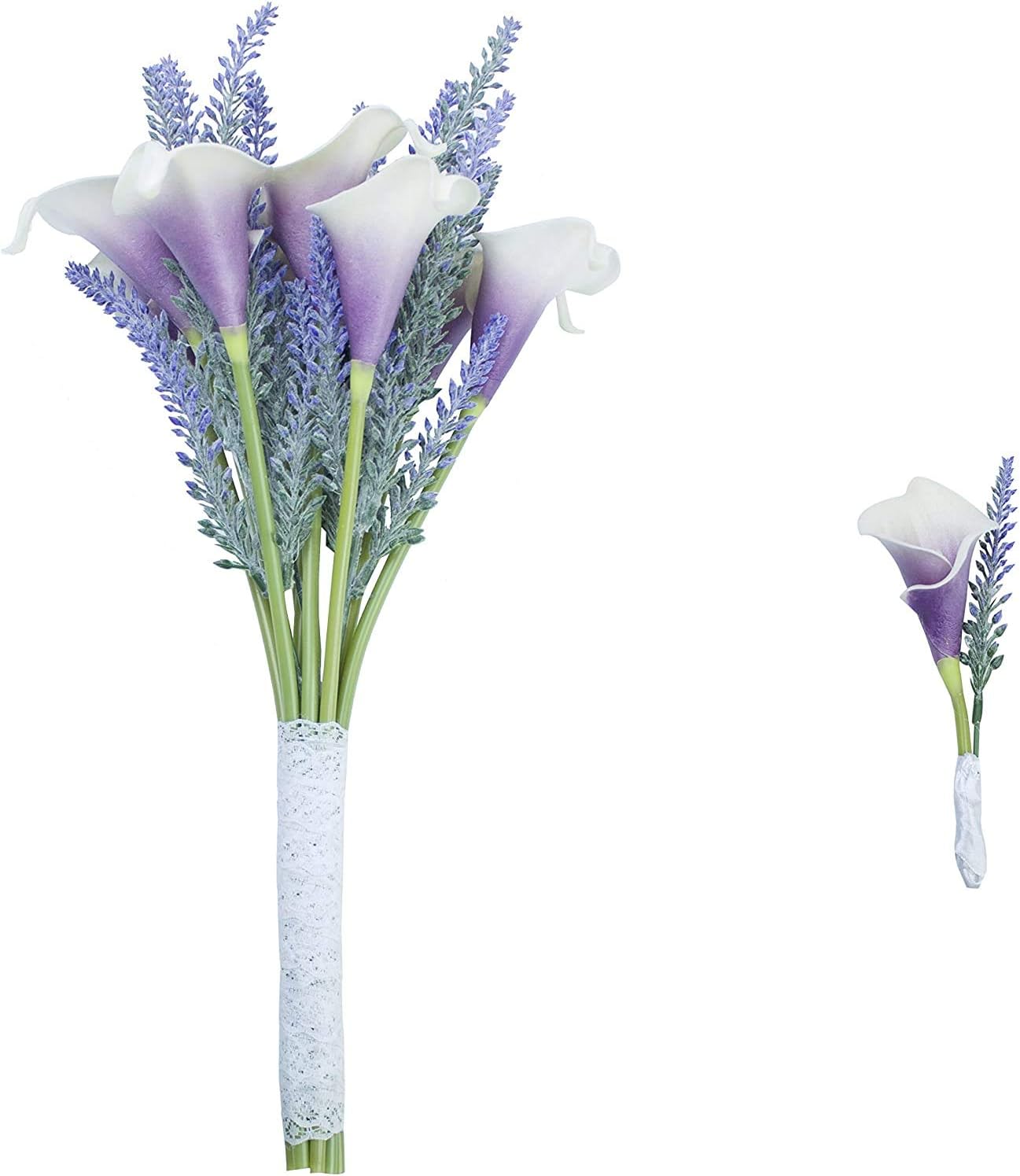32 Hand Tie Artificial Flocked Lavender,Men Groom Corsage for Wedding Home Office Arrangement Decor