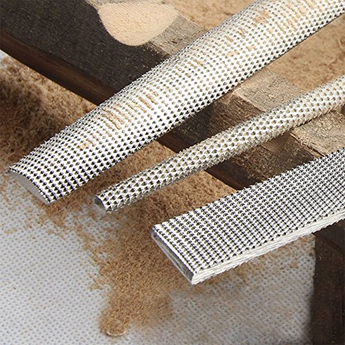 3 Piece 8" Wood Rasp Files set with Rubber Grip Great Coarse Metal Files Set for Woodworking Soft Stuffs Filing DIY Tools
