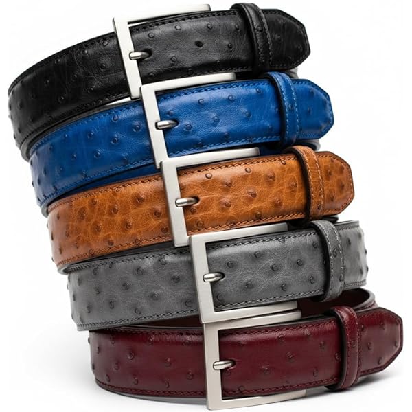Black Men Ostrich Leather Belt Dress Belt-Classic & Fashion for Work  Business and Casual 38 inches to 43 inches With Stainless Steel Buckle  Adjustment Luxury Handmade Gift For Him Husband Boyfrien Dad