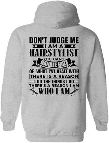 Amazon Com Are Blue Don T Judge Hair Stylist Adult Hoodie