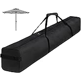 67 Inch Waterproof Umbrella Storage Bag for Outdoor Beach Patio Umbrellas, Oversized Hammock and Steel Stand With Handles and Zippers, Black