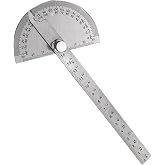 EMVANV Stainless Steel Protractor 0-180 Degrees, Woodworking Ruler Angle Finder, Metal Adjustable General Angle Measuring Tool(Size:0-180 Degrees), as picture show
