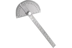 EMVANV Stainless Steel Protractor 0-180 Degrees, Woodworking Ruler Angle Finder, Metal Adjustable General Angle Measuring Tool(Size:0-180 Degrees), as picture show