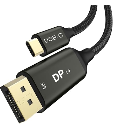 Câble USB-C Vers DisplayPort 2.1 - 16K@30Hz, 8K@120Hz - 40Gbps, Thunderbolt 5/4 Compatible - Pour MacBook, IPhone 16 Pro, Gaming