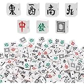 PH PandaHall 350pcs Mahjong Polymer Clay Beads 7 Style Mahjong Tile Beads Chinese Character Spacer Bead Rectangle Loose Spacer Bead for Jewelry Making Bracelets Necklace New Year, 9x7mm