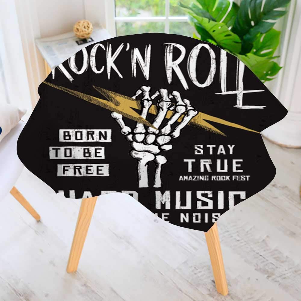 Prunus Circular Solid Polyester Tablecloth Rock Festival Poster